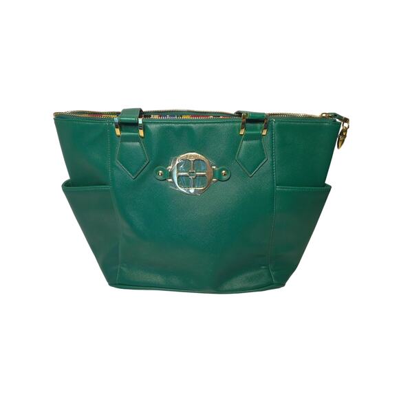 NWOT Joy Iman Green Women's Purse Stylish Hand Bag Rainbow Lining Bold Classy - Picture 1 of 8